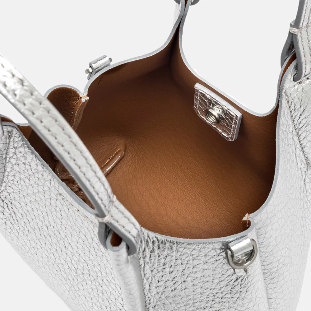 Silver Leather Dua Tote Bag - Image 2
