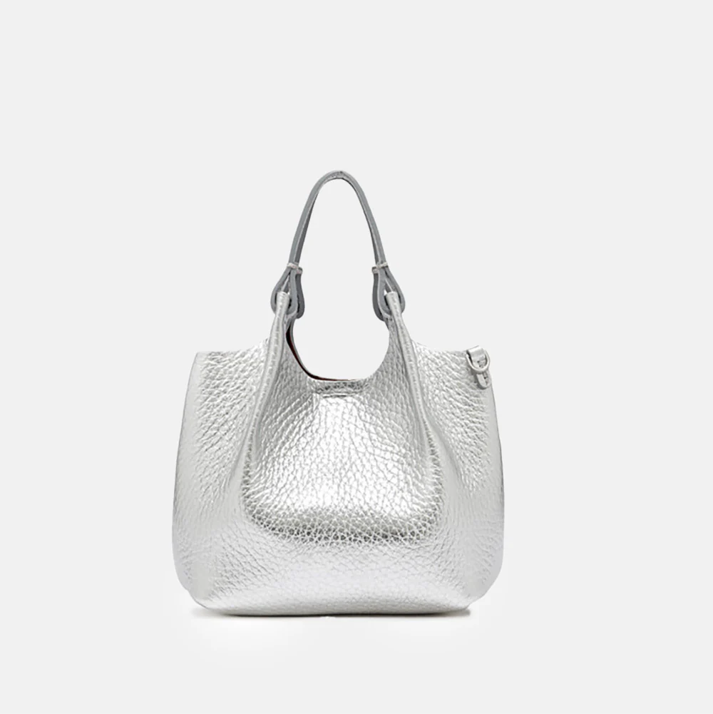 Silver Leather Dua Tote Bag - Image 4