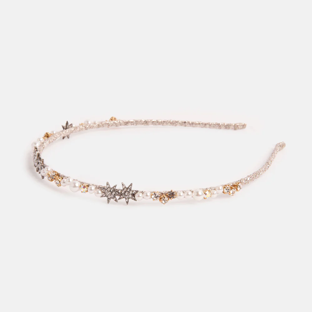 Silver Stars & Pearls Headband - Image 2