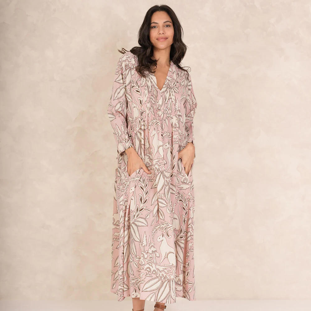 Pink Sphinx Pinch Pleat Dress - Image 2