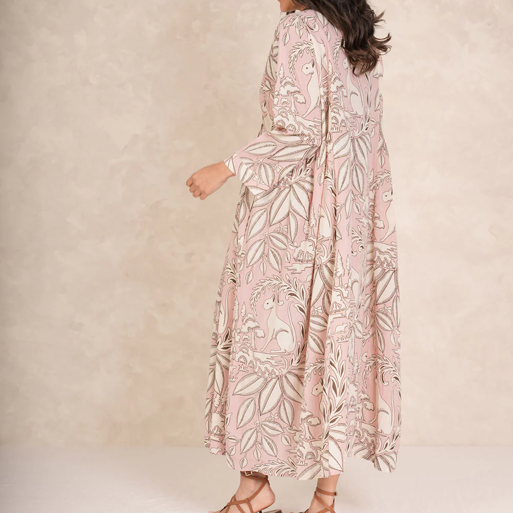 Pink Sphinx Pinch Pleat Dress - Image 3