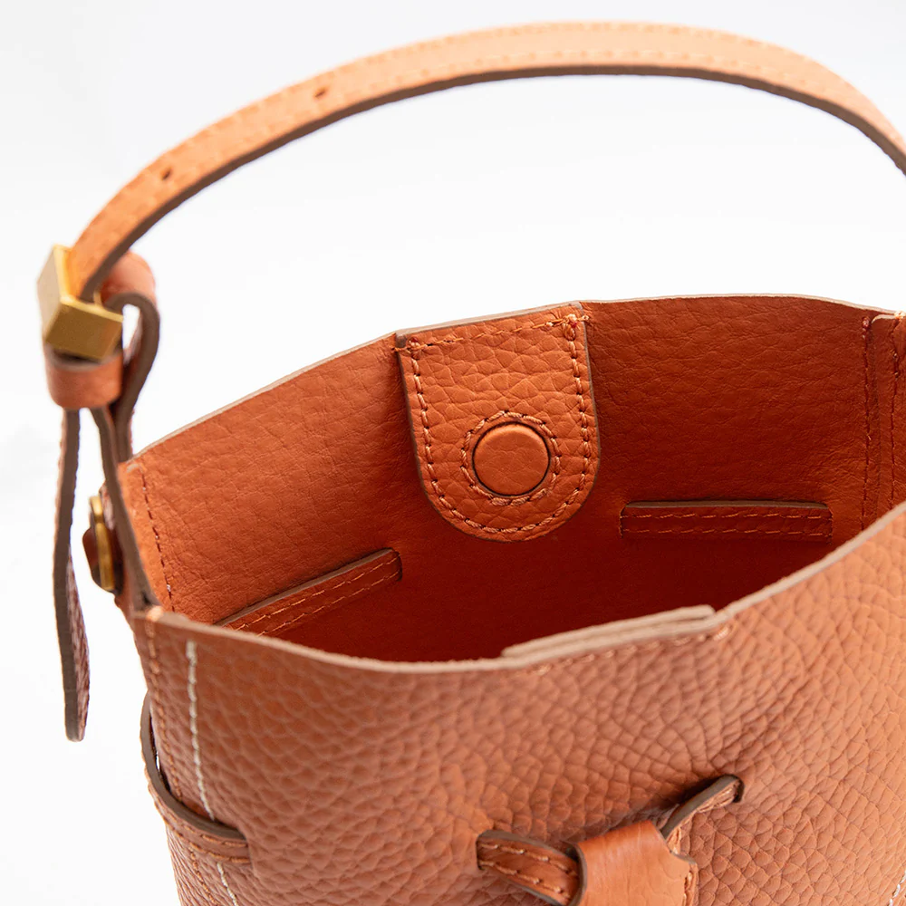 Spice Orange Leather Sienna Small Bucket Bag - Image 2