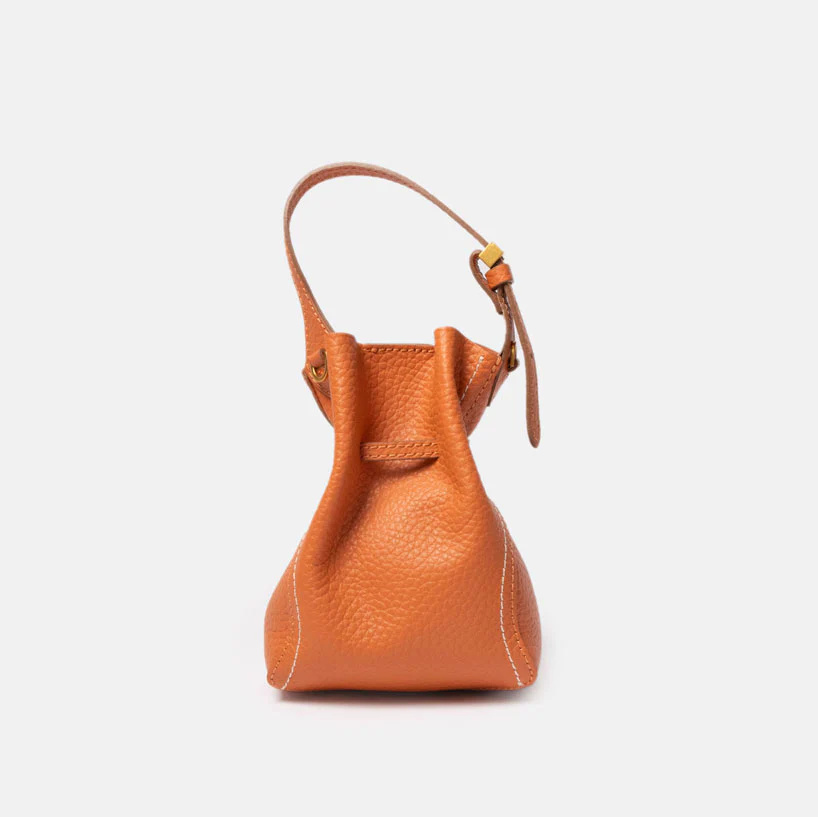 Spice Orange Leather Sienna Small Bucket Bag - Image 3