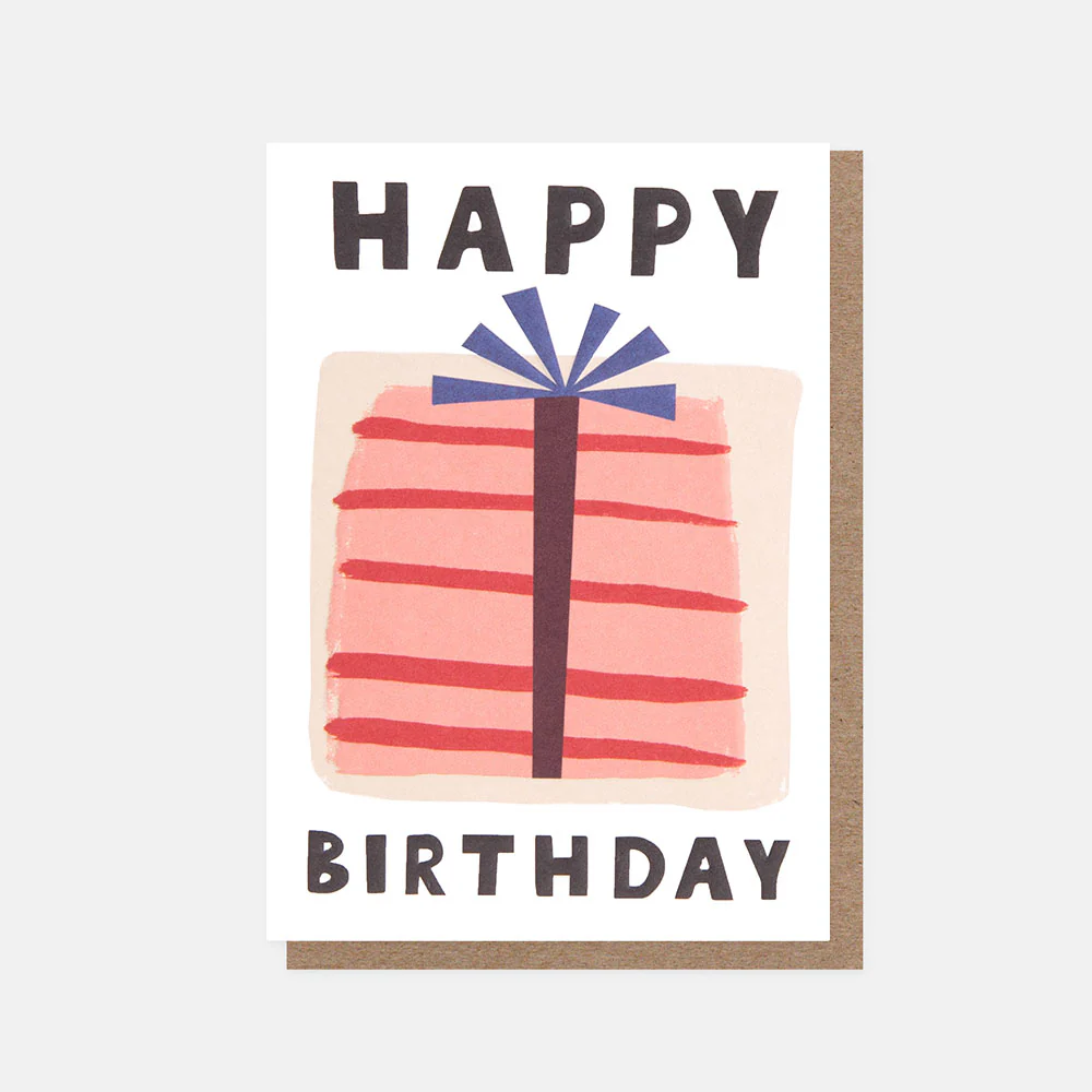 Stripy Present Happy Birthday Card
