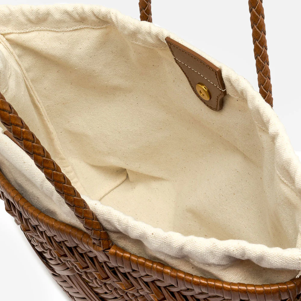 Tan Woven Leather Paloma Handbag - Image 2