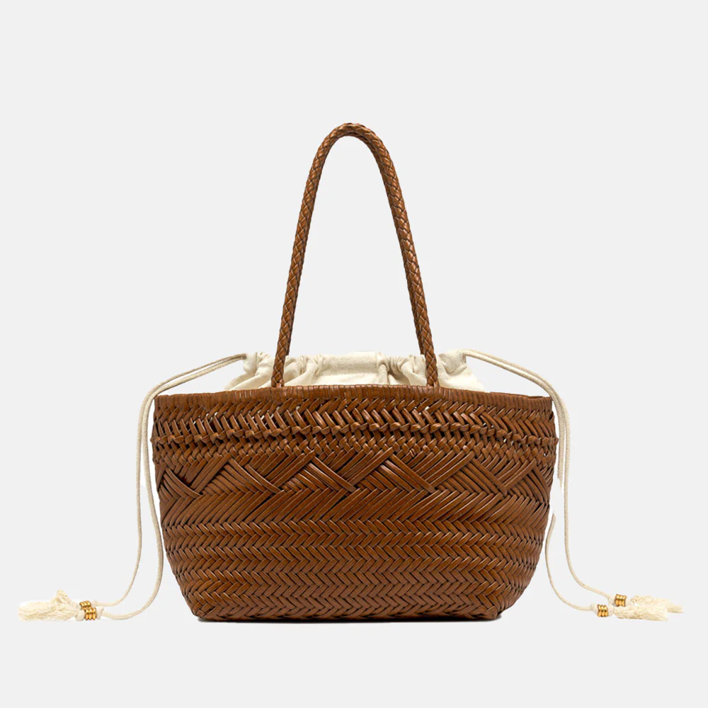 Tan Woven Leather Paloma Handbag - Image 4