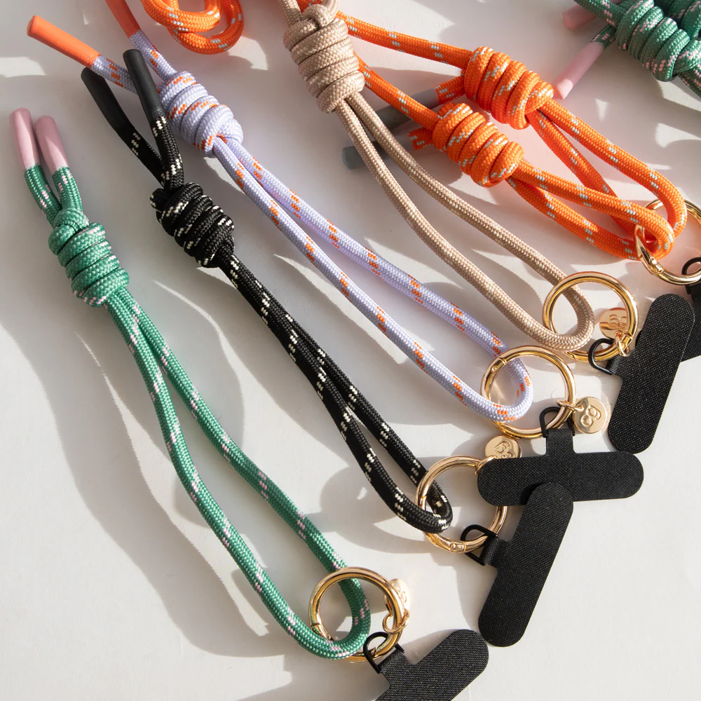 Taupe/White Cord Crossbody Phone Strap - Image 3