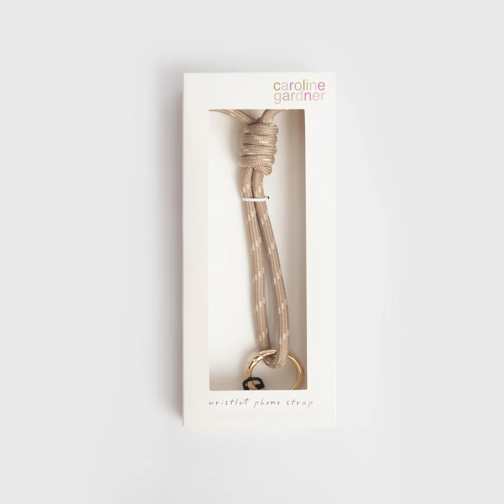 Taupe/White Cord Wristlet Phone Strap - Image 2