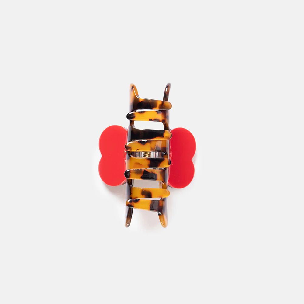 Tortoiseshell & Red Heart Mini Hair Claw - Image 2