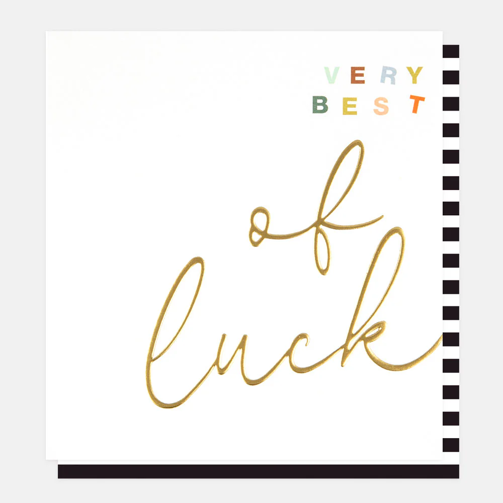 Gold Calligraphy Very Best Of Luck Card
