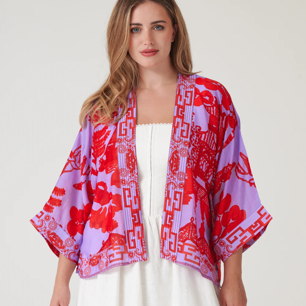Violet Giant Willow Short Kimono - Image 2