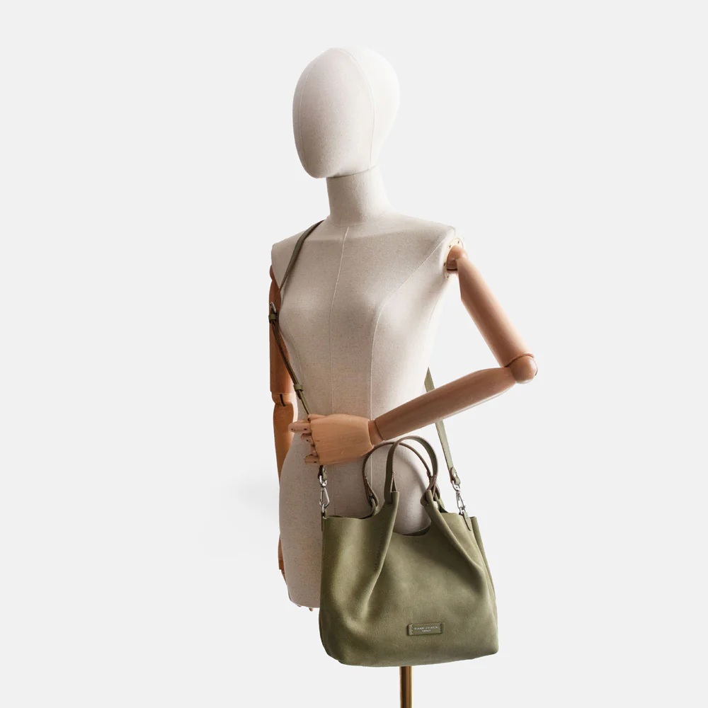 Willow Green Suede Dua Tote Bag - Image 5