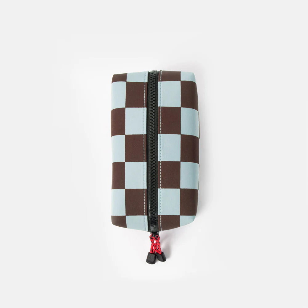 Wine/Blue Check Grooming Bag - Image 4