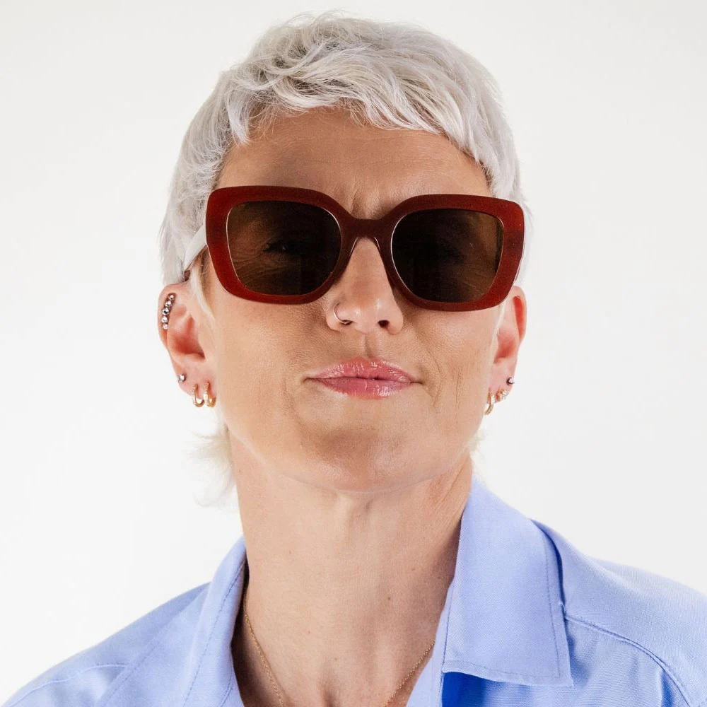 Wine Ophelia Square Sunglasses - Image 3