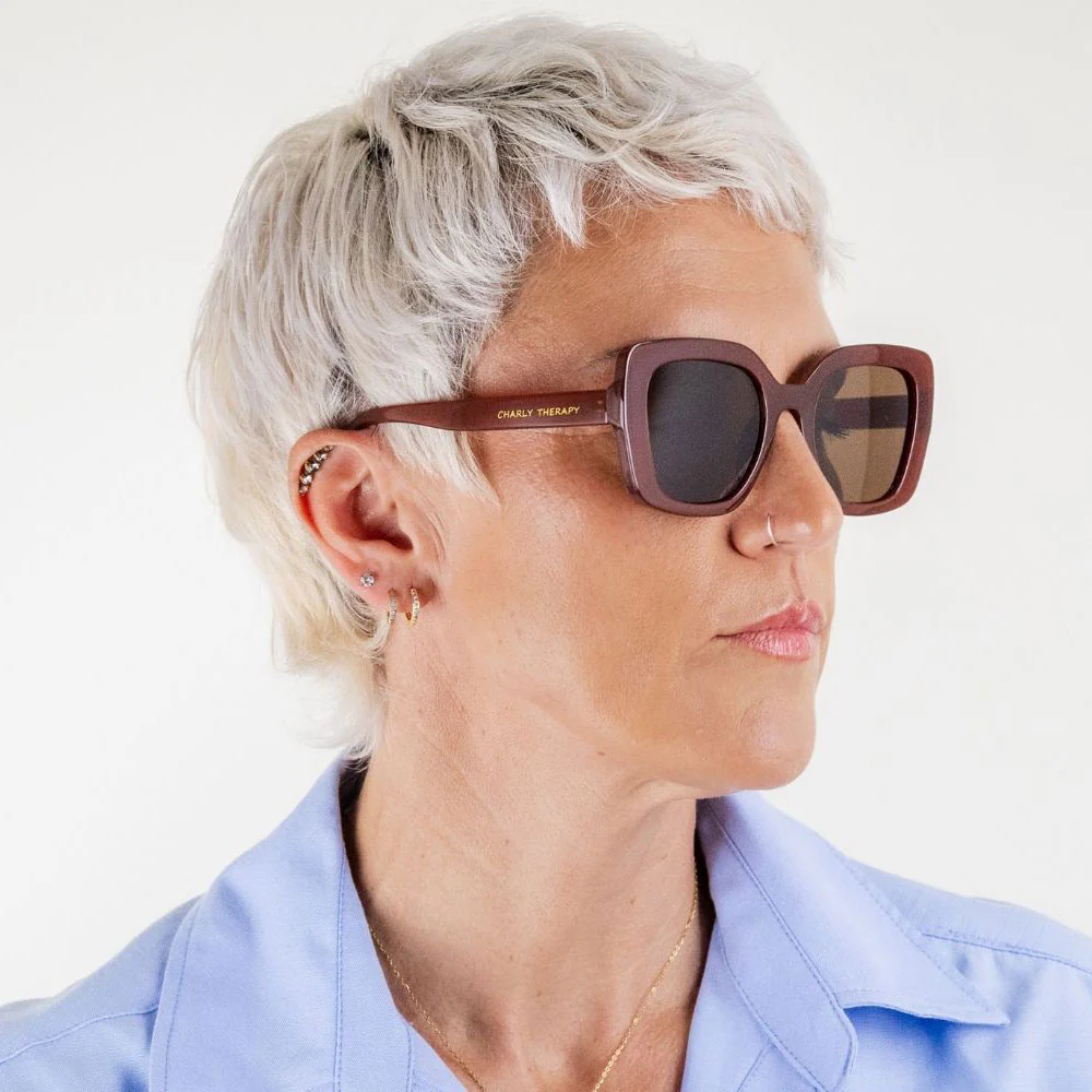 Wine Ophelia Square Sunglasses - Image 4